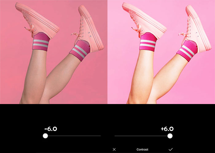 contrast adjustment pink shoes