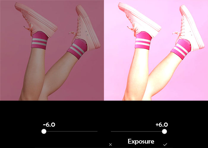 exposure adjustment pink shoes